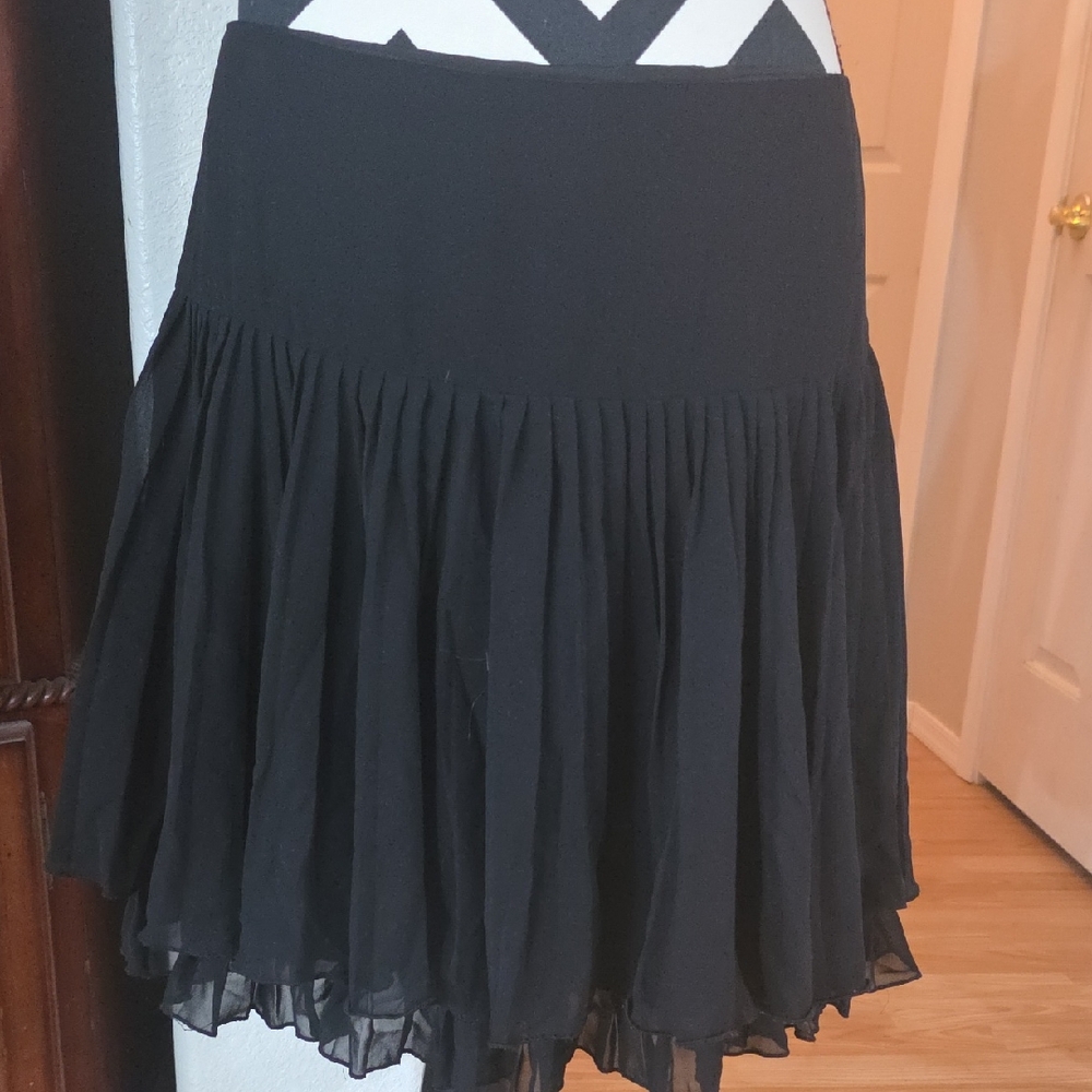 Elegant 3 Layered Black Pleated Skirt